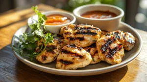 Chick-fil-A grilled nuggets served on a white plate.