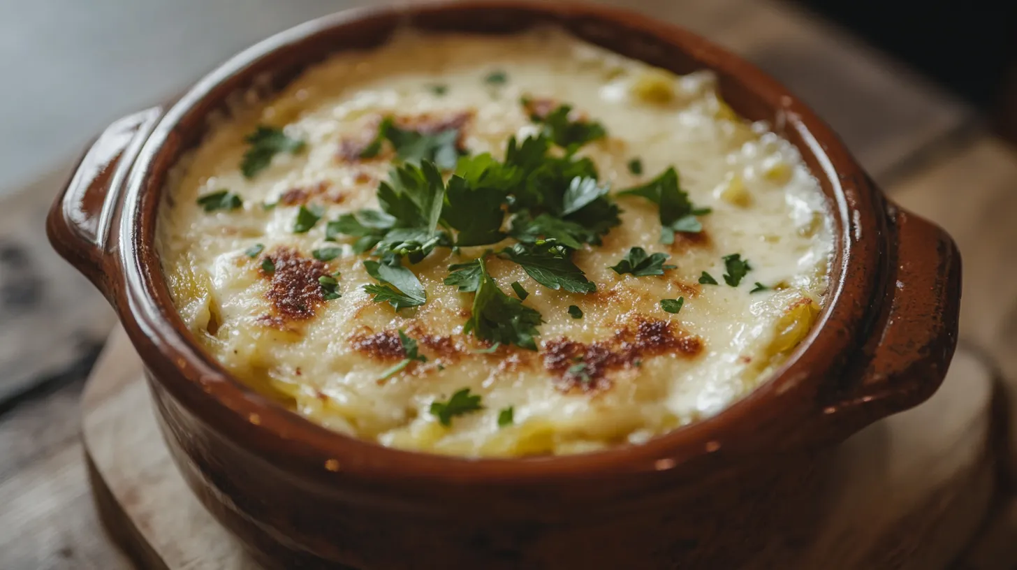 Spaghetti squash with creamy Alfredo sauce in a bowl.