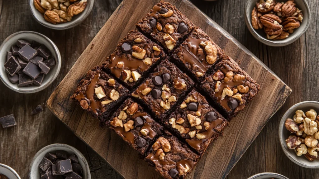 Brookies with added chocolate chips and nuts for a creative twist.