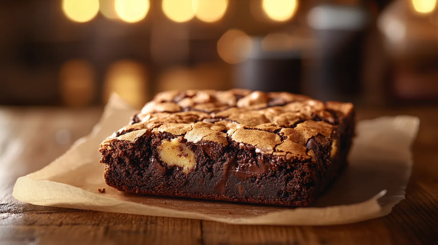 Brookie recipe with gooey brownie base and chewy cookie topping.