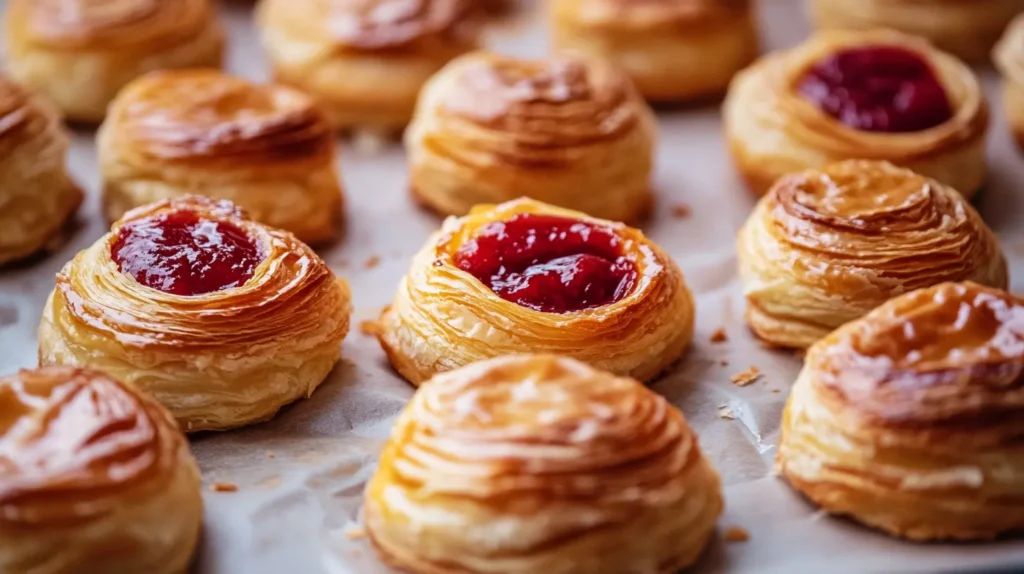 Freshly baked pastelitos with guava filling.