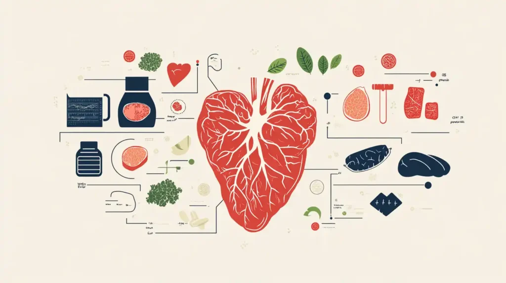 Infographic of beef heart nutritional values, including protein, iron, and vitamins