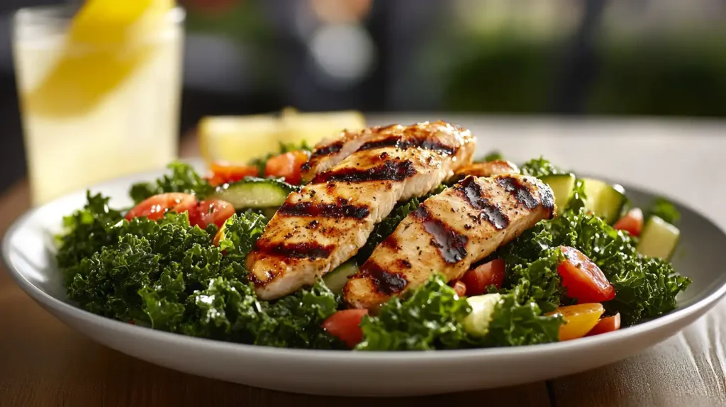 Chick-fil-A Kale Salad served with grilled chicken.