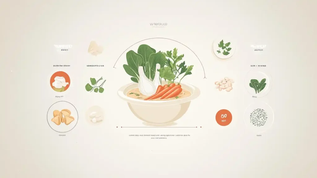 Nutritional breakdown of wor wonton soup with key health benefits.