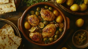 Moroccan Chicken Tagine served in a traditional clay pot